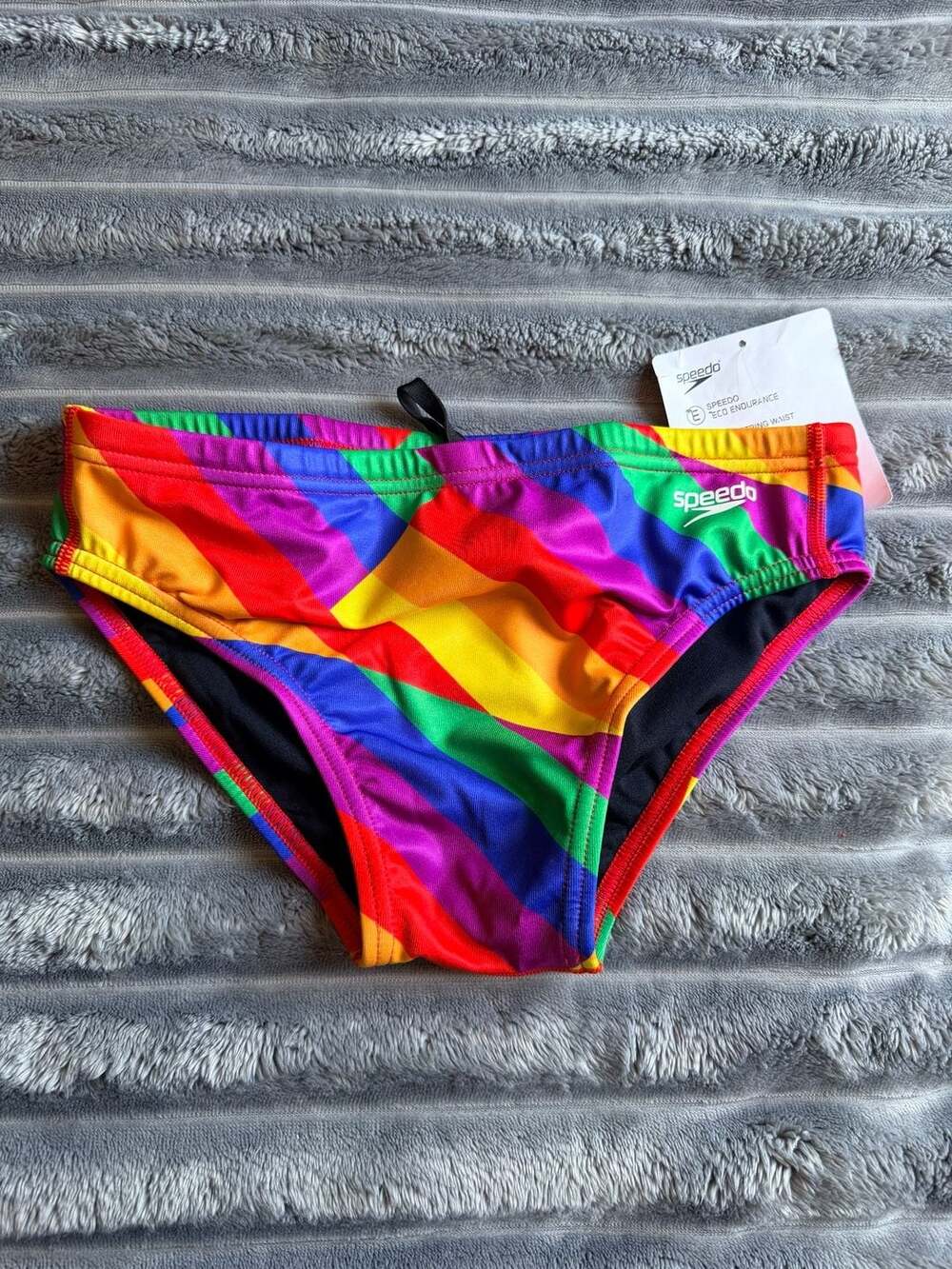 Speedo PowerFlex Eco Endurance Sliced Square Rainbow Pride Print Size 30